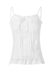 Women Lace White Corset Tank Tops Spaghetti Strap Sleeveless Camisole Tops Y2K Aesthetic Casual Summer Vest Shirts Female voguable
