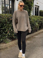 Autumn Wool Blends Round Neck Pullover Top Women Casual Long Sleeve Loose Warm Sweater Autumn New Ladies Commute Streetwear voguable