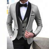 Voguable Luxury Slim Fit Men's 3-Piece Tuxedo Set with Shawl Lapel Blazer Vest And Pants for Wedding And Evening Parties voguable