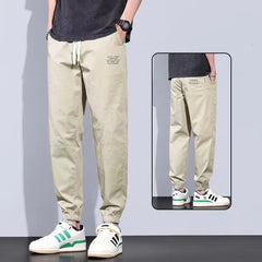 Spring Autumn New Fashion Elastic Waist Solid Men's Clothing Drawstring Pockets American Style Bound Feet Chaopai Casual Pants voguable