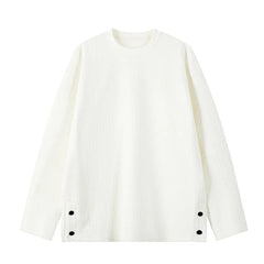 White Long Sleeved T-shirt Men Oversized Casual Round Neck T Shirt Men Streetwear Korean Loose Pleated T Shirt Mens Top M-3XL voguable