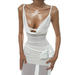 3Pcs Rose Bikini Sexy Swimsuit Women Push Up Swimwear Female Brazilian Biquini Ruffle Bathing Suit Long Skirt Beachwear Cover Up voguable