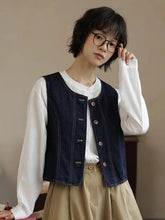 Y2K Retro Harajuku Denim Vest Women Slim Streetwear American Vintage Vest Jacket Fall O Neck Sleeveless Female Solid Vest Tops voguable