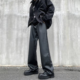 Black Leather Pants Men Fashion Casual Straight Pants Men Streetwear Korean Loose Wide Leg Pants Mens Motorcycle Trousers S-2XL voguable