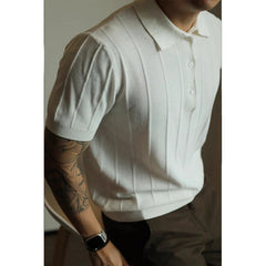 New Men's Clothing Luxury Business Polo Shirt Casual Slim-fit Knitted Solid Color Short Sleeve T-shirt High Quality Tops M-3XL voguable