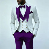 Voguable New Solid Suits for Men Slim Fit Groom Wedding Suits Tuxedo Best Man Blazer Vest Pants 3 Pieces Fashion Marriage voguable