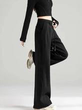 Preppy Style Black Sweatpants Women Vintage High Waist Loose Straight Pant Korean Casual Fall Lace Up Wide Leg Trousers New voguable