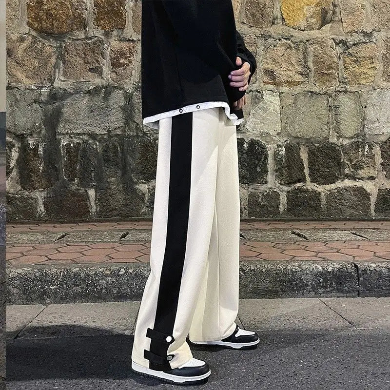 Voguable Hong Kong Style Spliced Wide Leg Casual Pants Men's and Women's Versatile Pants Sports Pants Loose Pants Trendy voguable