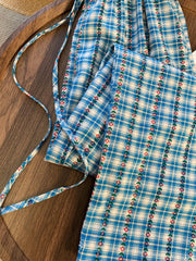 Floral Sweet Plaid Pant Women Vintage Loose High Waist Casual Straight Trousers Summer Retro Korean Female Wide Leg Pants voguable