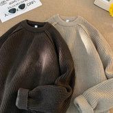 TFETTERS Brand Sweaters Trend 2024 Mans Autumn Winter Solid Color Splicing Loose O Neck Oversize Pullover New Man Motion Clothes voguable