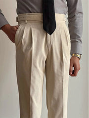 Voguable High Waist Straight Leg Men's Retro Corduroy Casual Long Pants Warm Business Trousers Autumn Winter Fashion Youth Style voguable