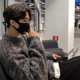 Autumn Clothing Men's Luxury Knitted Mohair Pullover Sweater Casual Long Sleeve Solid Color O Neck Vintage Korean Male Clothes voguable