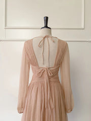 Embroidered Flares Lace-up Women's Backless Dress Solid Color V-Neck Lantern Sleeve 2025 Spring New Dresses Female voguable