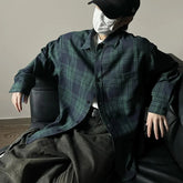 Autumn Long Sleeved Shirt Men Fashion Retro Casual Shirt Men Streetwear Korean Loose Plaid Shirt Mens Vintage Shirts Large Size voguable