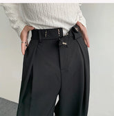 Voguable Black Suit Pants Men Oversized Fashion Social Men Dress Pants Korean Loose Straight Wide Leg Pants Men Office Formal Trousers voguable