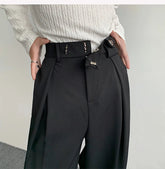 Black Suit Pants Men Oversized Fashion Social Mens Dress Pants Korean Loose Straight Wide Leg Pants Mens Office Formal Trousers voguable