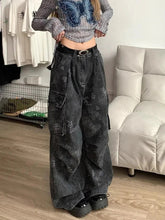 Voguable Vintage Camouflage Cargo Jeans Women Streetwear Print Loose Casual Wide Leg Denim Pants American Retro Pocket High Waist Trouser voguable