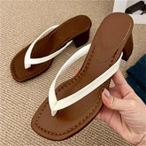 Voguable Summer Clip Toe Square Low Heels Women Slippers Sandals Fashion Casual Flip Flops Party Shoes voguable