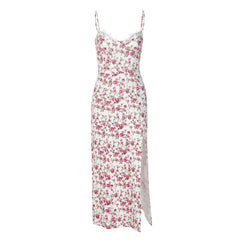 Voguable European and American style summer hot goods new style small floral split sling dress women's clothing voguable