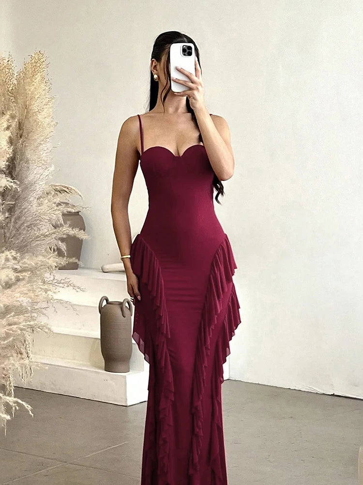 Voguable Elegant Tassel Patchwork Dress Women Sexy Low-Neck Sleeveless Stretch Skinny Fashion Classic Evening Party Clubwear voguable