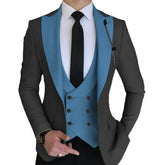 Voguable Men's Classic Peaked Lapel Suit, Slim Fit Tuxedo, Wedding Blazer, Vest and Pants, Formal Suits for Men, Elegant, 3 Pcs voguable