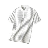Voguable Summer POLO Shirt New Men's Light Luxury Ice Silk Striped Lapel Business Style Casual Short Sleeves voguable