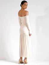 Off-shoulder Strapless Sexy Maxi Dress Women Summer New Patchwork Backless Long Sleeve Pleated Long Dress Elegant voguable