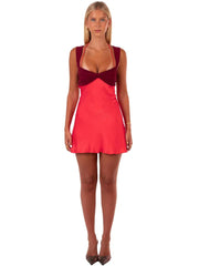 Mozision Patchwork Sleeveless Sexy Mini Dress For Women Robe Satin Strapless Backless Lace-up High Waist A-line Club Dress voguable