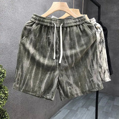 Men's Casual Tie-dye Shorts Loose Trend Oversized Corduroy Pocket Sports Cargo Street Shorts Drawstring Fashion Jogging Pants voguable