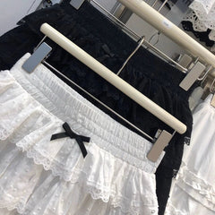 Y2K Women Lace Skirt Summer New Sweet Preppy Patchwork Tutu Skirt High Waist Fashion White Lolita Female Mini Cake Skirt voguable