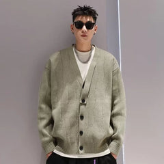 Voguable Knit Cardigan Male Korean Style Sweater Coat Men Old Money Autumn Winter Loose Casual Men's Long Sleeve Streetwear voguable