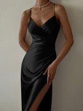 Fashion Sleeveless Backless Camisole Women's Long Dress Solid Color V-neck Slit Vestidos Ladies Elegant Evening Party Gown