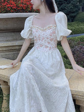 Voguable Summer French Vintage Floral Midi Dress Women Causal Slim Korean Fashion Dress Beach Short Sleeve Elegant Dress Office Lady voguable