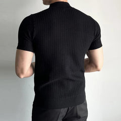 Men's Clothing Fashion Jacquarded Tops Luxury High Quality Knit O Neck Short-sleeved T-shirt Leisure Popular Retro Slim Knitwear voguable