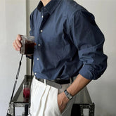 New Luxury Textured Business Men Shirts Leisure Solid Color Long Sleeve Korean Popular Men's Clothing High Quality Cardigan Tops voguable