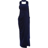 Voguable Folds Elegant Long Ribbon+Maxi Dress High Slit Chest Wrap Summer Fashion Skinny Vacation Banquet Summer Vestidos voguable