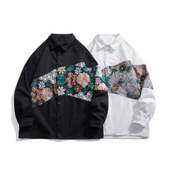 Long Sleeved Shirt Men Fashion Retro Flower Shirt Mens Japanese Streetwear Hip-hop Loose Embroidered Shirt Men Large Size 5XL voguable