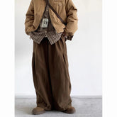 Voguable Spring Summer New Wide Leg Pleated Workwear Trousers Casual Loose American Retro Unisex Pure Color Match All Japanese Style voguable