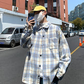 Loose Long Sve Plaid irt Men's Casual Sle Spring Autumn Harajuku Faion Couple Outerwear Comfortable Breathable voguable