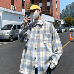 Loose Long Sve Plaid irt Men's Casual Sle Spring Autumn Harajuku Faion Couple Outerwear Comfortable Breathable voguable
