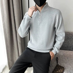 Autumn Winter New Knitwear Solid Long Sleeve Sweaters Men KPOP Fashion Harajuku Ropa Hombre Casual All Match Thick Knitting Tops voguable