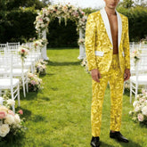 Voguable Luxury Men's Sequin 2 Piece Set (Blazer+Pants) Shawl Collar 1 Button Slim Fit Sparkly Tuxedos Jacket Trousers for Wedding Party voguable