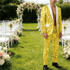 Voguable Luxury Men's Sequin 2 Piece Set (Blazer+Pants) Shawl Collar 1 Button Slim Fit Sparkly Tuxedos Jacket Trousers for Wedding Party voguable