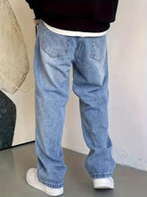 Voguable Mens' Fashionable Straight Leg Jeans - Loose Fit, Casual Trend, Hip-Hop Street Dance Inspired, Skateboard Cycling Sports Style voguable