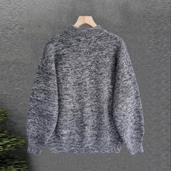 New Japanese Retro Men Sweater Light Luxury Knitted O Neck Grey Long Sleeve Pullover Casual Loose Premium Thickened Knitwear voguable