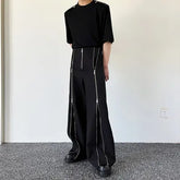 Voguable Splicing Color 2024 Fashion Men's Personality Contrast Zipper Casual Pants Straight Tube Wide Leg High Street New voguable