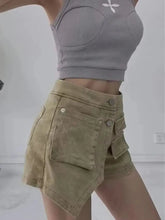 Voguable Hot Pants Women Patchwork Asymmetrical Button Ladies Trousers European Style Sexy Chic Club High Waist Autumn Fashion Streetwear voguable