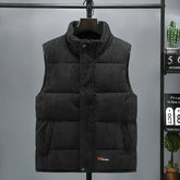 Vests Jacket Men Autumn Winter Stand Collar Warm Sleeveless Leisure Down Cotton-Padded Vest Coat Thickened Corduroy Warm Coat voguable