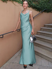 Mozision Spaghetti Strap Backless Sexy Maxi Dress Women Gown Fashion Solid Sleeveless Bodycon Evening Club Long Dress Elegant voguable