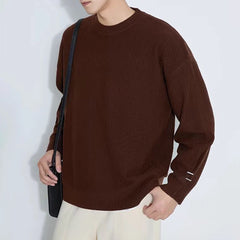 Mens High-End Long-Sleeved Round-Neck Sweater Autumn And Winter New Lazy Style Knitted Sweater Bottoming Inner Warm Tops Men